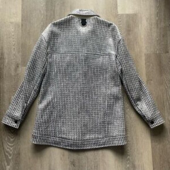 Tibi Woven Houndstooth Black White Coated Jacket Pointed Collar Sample - Picture 9 of 15